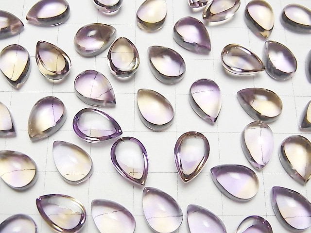 Hochwertiger Ametrin AAA Tropfenform Cabochon 12x8mm 2 Stück