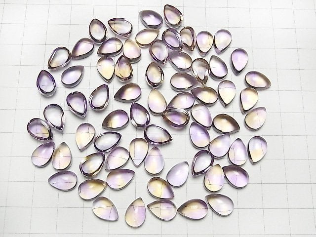 Hochwertiger Ametrin AAA Tropfenform Cabochon 12x8mm 2 Stück