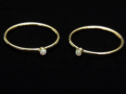 14KGF Ring with Kyoto Opal, 2mm, 1pc