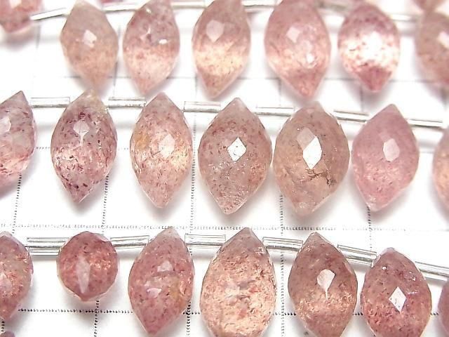 粉紅色符山石 AA++ 欖尖形刻面梨形墜飾 1串 (20顆)