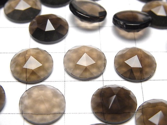 煙水晶 AAA 圓形玫瑰切割 12x12mm 2顆