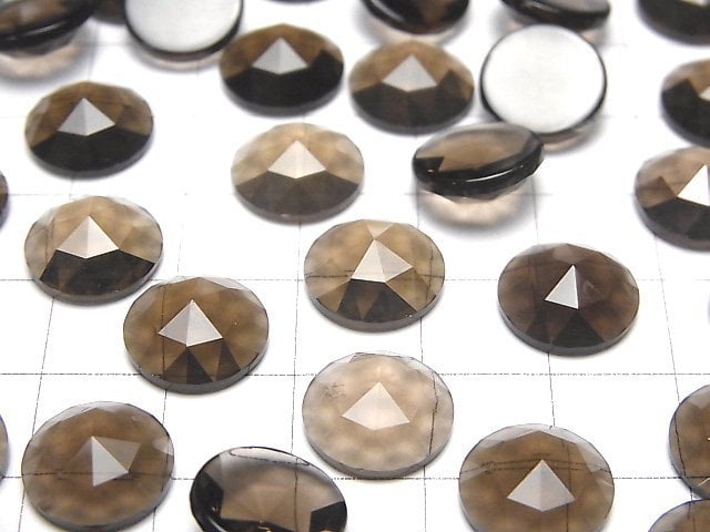 Rauchquarz AAA Rund Rose Cut 12x12mm 2 Stück