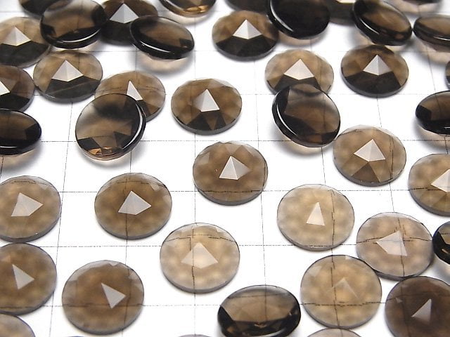 Rauchquarz AAA Rund Rose Cut 12x12mm 2 Stück