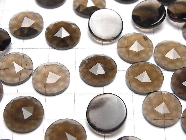 Rauchquarz AAA Rund Rose Cut 14x14mm 2 Stück