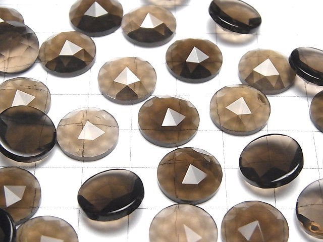 Rauchquarz AAA Rund Rose Cut 14x14mm 2 Stück