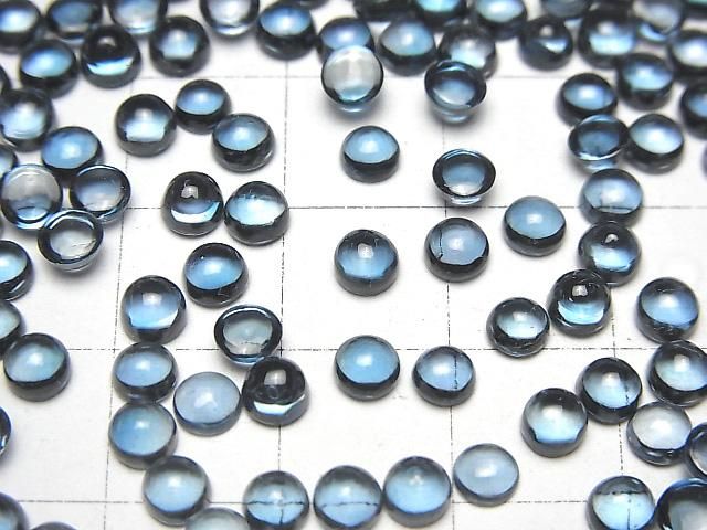 高品質倫敦藍拓帕石 AAA 圓形素面蛋面 4x4mm 5顆
