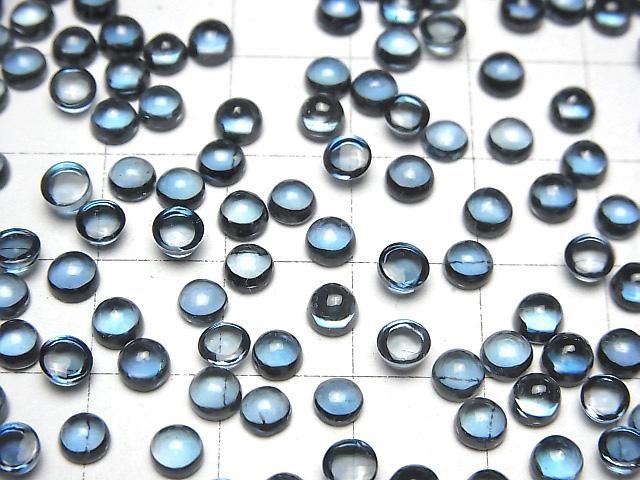 Hochwertiger London Blue Topas AAA Runder Cabochon 4x4mm 5Stücke
