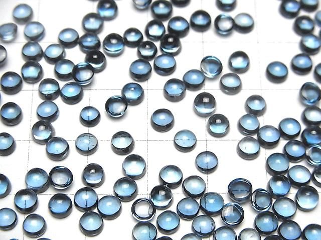 Hochwertiger London Blue Topas AAA Runder Cabochon 4x4mm 5Stücke