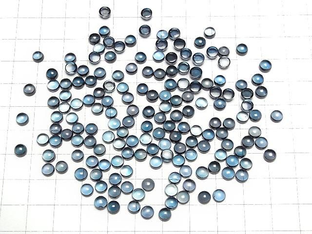 Hochwertiger London Blue Topas AAA runder Cabochon 5x5mm 2 Stück