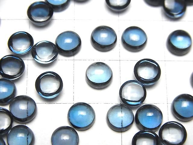 高品質倫敦藍拓帕石 AAA 圓凸面 6x6公釐 2顆