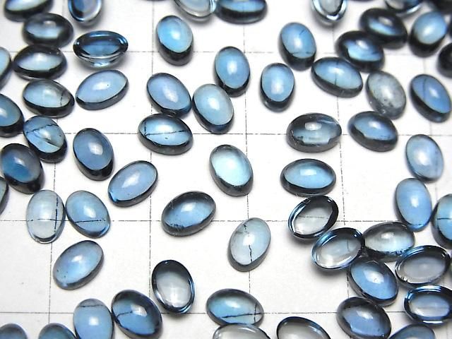 Hochwertiger London Blue Topas AAA ovaler Cabochon 6x4mm 2 Stück