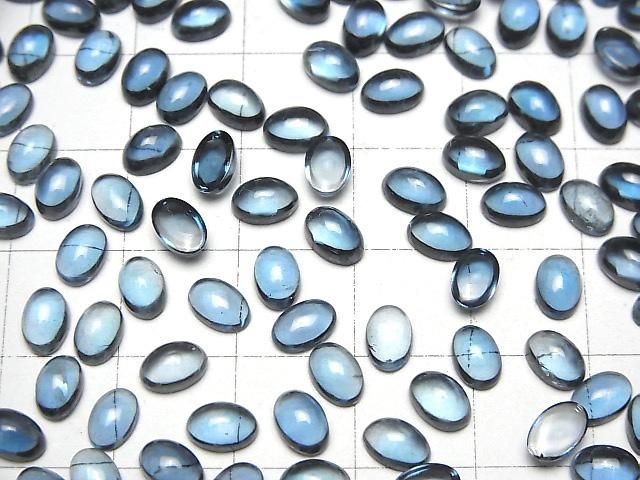 Hochwertiger London Blue Topas AAA ovaler Cabochon 6x4mm 2 Stück