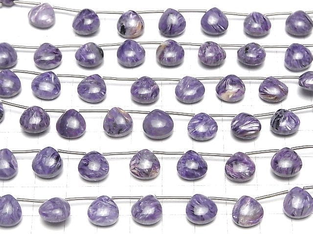 Charoit AAA- Kastanie (glatt) 10x10mm halber oder 1 Strang Perlen (8 Stück)