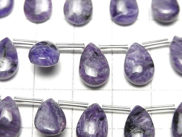 紫龍晶 AAA 級 - 梨形(平滑)12x8 毫米 半串或 1 串(8 顆)