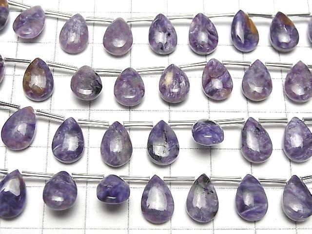 Charoit AAA- Birnenform (glatt) 12x8mm halber oder 1 Strang Perlen (8 Stück)