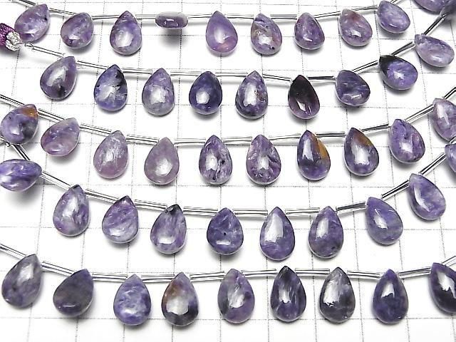 Charoit AAA- Birnenform (glatt) 12x8mm halber oder 1 Strang Perlen (8 Stück)