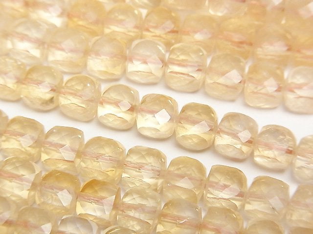 高品質!黃水晶 AA++ 立方體形 6x6x6mm 半串或 1 串珠子 (約 15 英吋/37 公分)