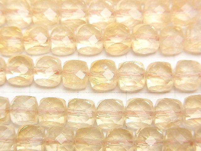 高品質!黃水晶 AA++ 立方體形 6x6x6mm 半串或 1 串珠子 (約 15 英吋/37 公分)
