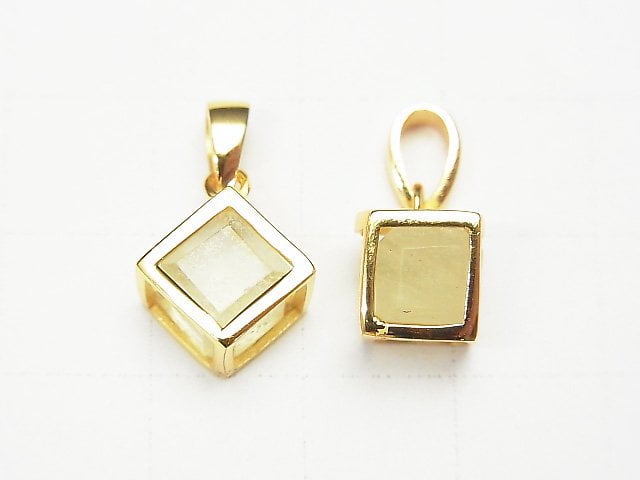 利比亞玻璃骰子吊墜 13x13mm 18KGP