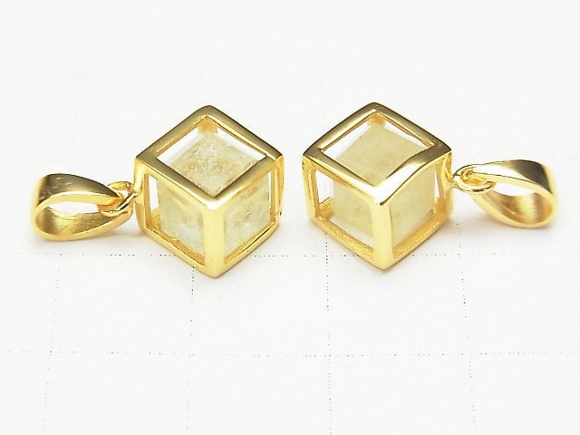 Libyscher Glas Würfel Anhänger 13x13mm 18KGP