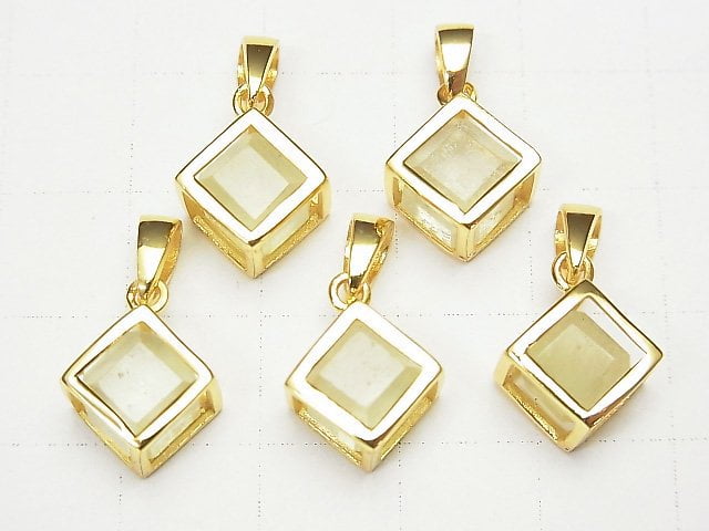 Libyscher Glas Würfel Anhänger 13x13mm 18KGP