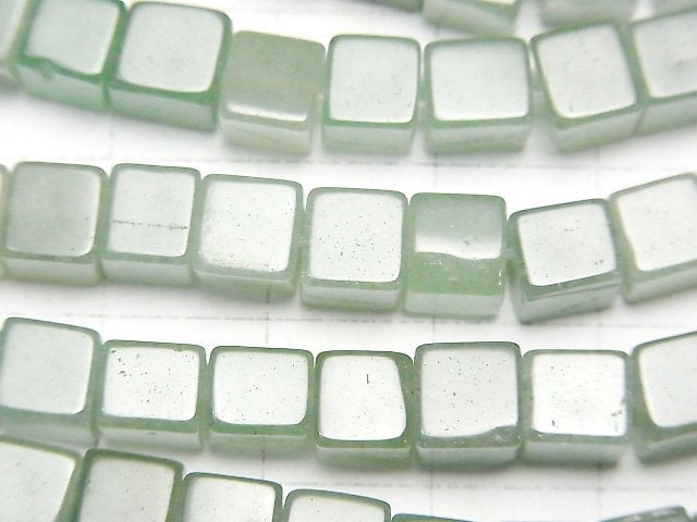 綠東陵石正方珠 6x6x6毫米 1串(約15英寸/36公分)