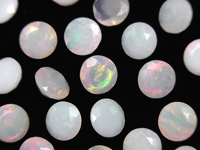 高品質衣索比亞蛋白石 AA++ 裸石 圓形刻面 8x8mm 2顆