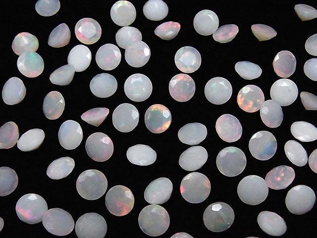Hochwertiger äthiopischer Opal AA++ Lose Stein Rund Facettiert 8x8mm 2 Stück
