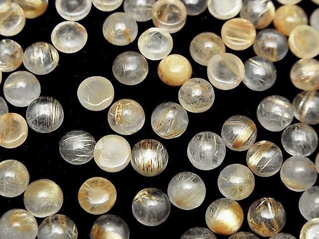 Rutilierter Quarz AA++ runder Cabochon 6x6mm 3 Stück