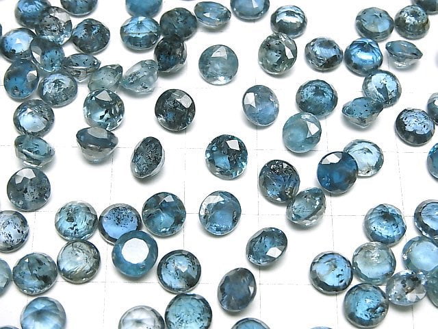 Hochwertiger Indigo-Blau Kyanit AAA- lose Steine rund facettiert 6x6mm 2 Stück