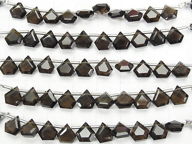 Hochwertiger Rauchquarz AAA Pentagon Facettiert 7.5x7.5mm 1Strang Perlen (8Stück)