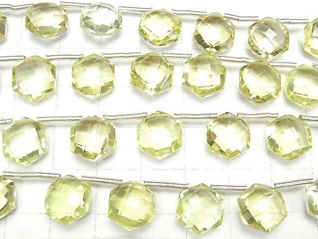 Hochwertiger Zitronenquarz AAA sechseckig geschliffen 11x10mm 1 Strang Perlen (8 Stück)