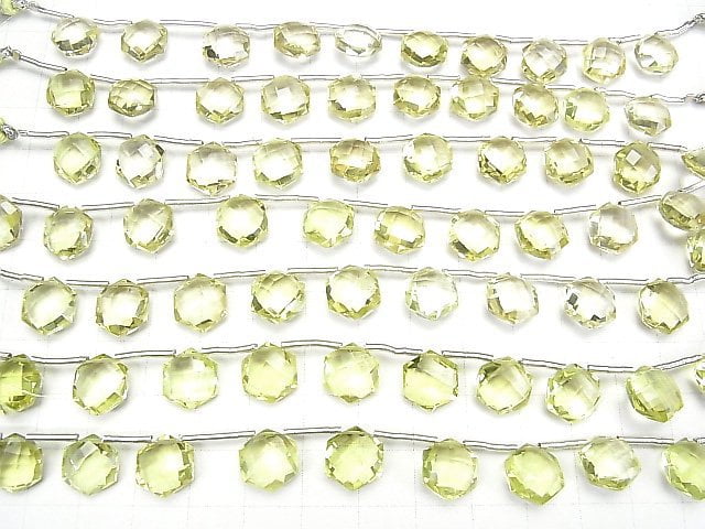 Hochwertiger Zitronenquarz AAA sechseckig geschliffen 11x10mm 1 Strang Perlen (8 Stück)