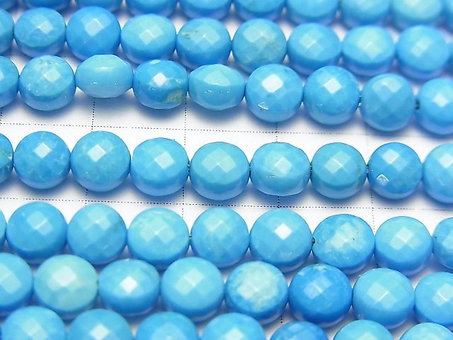 菱鎂礦綠松石刻面扁圓珠 6x6x5mm 一串珠子 (約15英吋/37公分)
