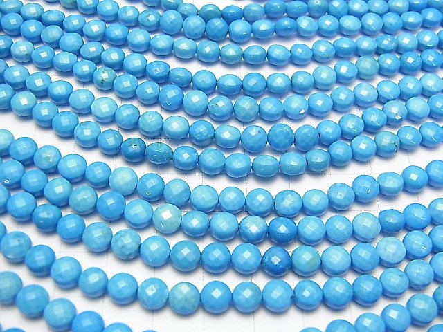 Magnesite Turquoise Faceted Coin 6x6x5mm 1strand beads (aprx.15inch / 37cm)
