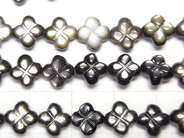優質黑蝶貝三葉草 (雙面拋光) 8x8x4mm 半串或 1 串珠子 (約15英寸/37厘米)