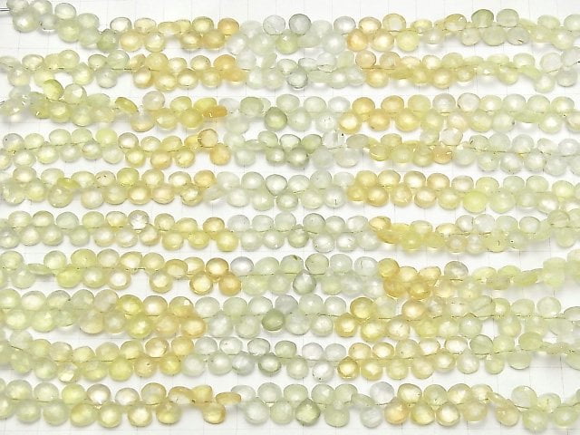 Hochwertiger Prehnit AA++ Kastanie facettierte Briolette halber oder 1 Strang Perlen (ca. 7 Zoll / 17 cm)