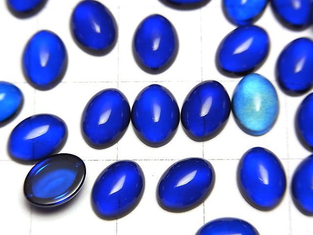 藍色琥珀橢圓形素面刻面寶石 8x6mm 5顆