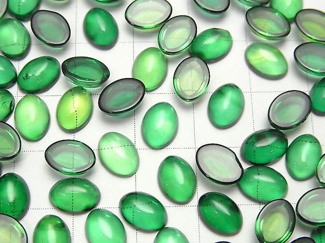 Grüner Bernstein ovaler Cabochon 8x6mm 5 Stück