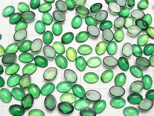 Grüner Bernstein ovaler Cabochon 8x6mm 5 Stück