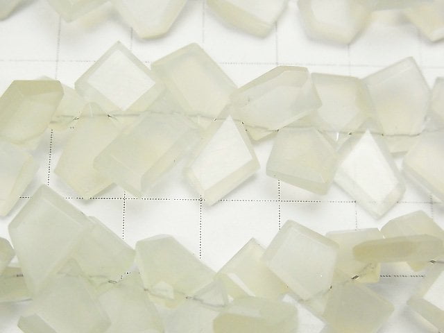 高品質白色月光石 AAA- 粗切面刻面 1串珠子 (約7英吋/17公分)