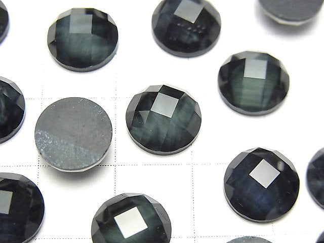 藍虎眼石 x AAA 級刻面圓形凸圓形寶石 10x10mm 3顆