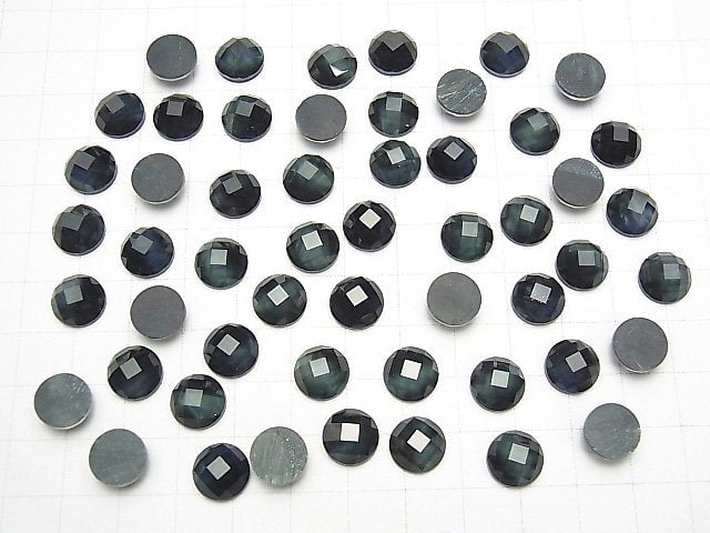 Blauer Tigerauge x Kristall AAA Rund facettierter Cabochon 10x10mm 3 Stück