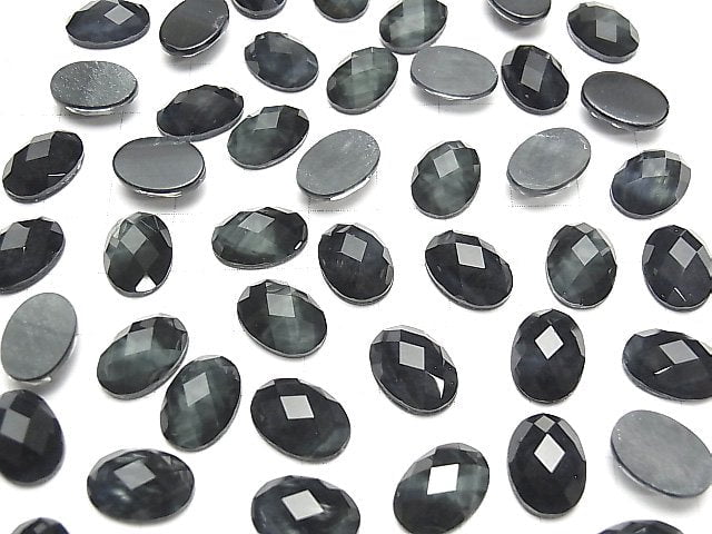 Blauer Tigerauge x Kristall AAA Oval-Facettierter Cabochon 14x10mm 2 Stück