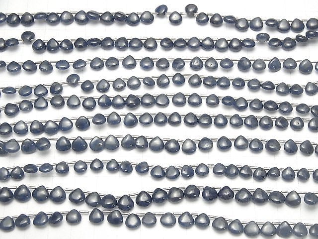Unbeheizter blauer Saphir AAA Kastanie (glatt) halbe oder 1 Strang Perlen (ca. 7 Zoll / 18 cm)