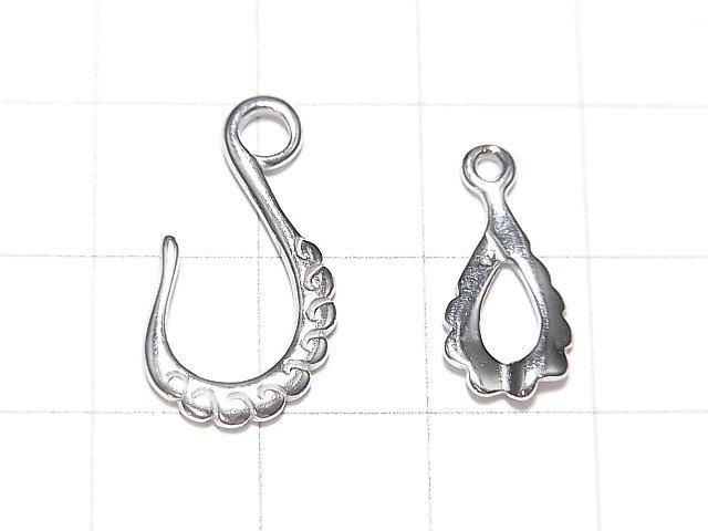 Crochet et connecteur argent 925 plaqué rhodium 1 paire