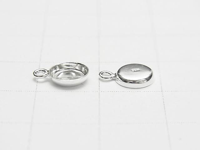 Silver 925 bezel charm, 6mm wide, 1.5mm deep, pure silver finish, 3 pieces.