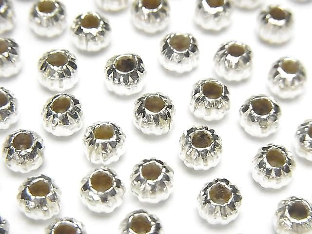Karen Silver Line Carved Rondelle 5x5x4mm White Silver 5pcs