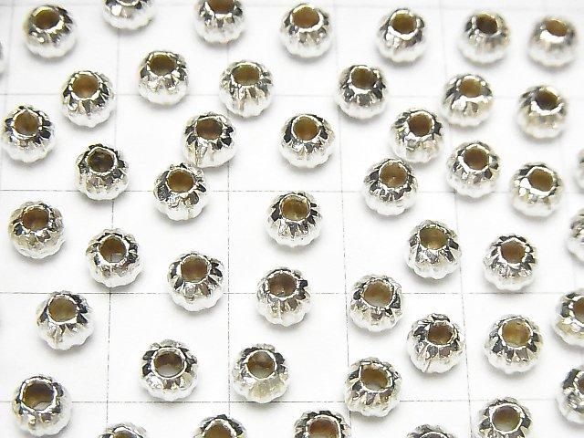 Karen Silver Line Carved Rondelle 5x5x4mm White Silver 5pcs