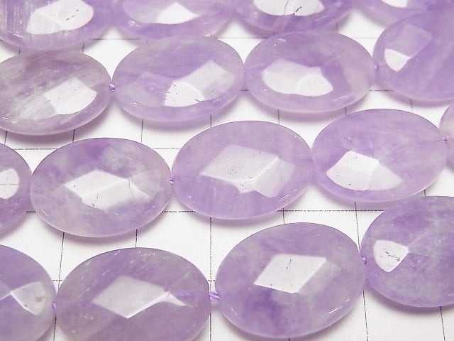 薰衣草紫水晶 AA++ 刻面橢圓形 20x15mm 半串或1串珠子 (約15英吋/36公分)